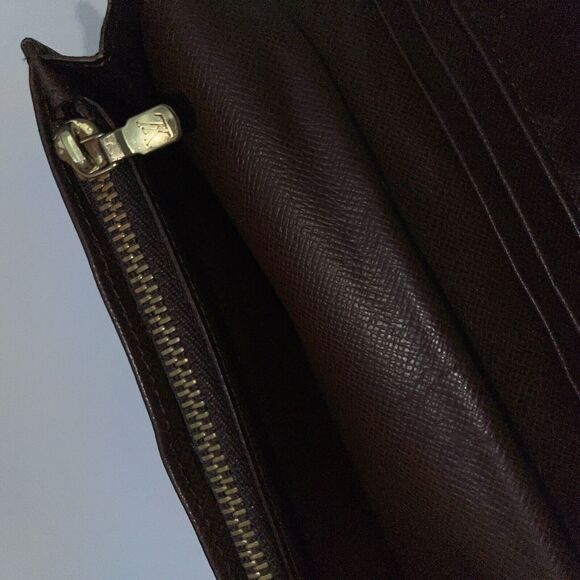 Authentic LOUIS VUITTON Damier Ebene Long Wallet Brazza Credit Cards Checkbook - Picture 11 of 16